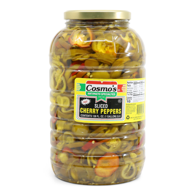 Wholesale La Squisita Hot Sliced Cherry Peppers 1 GL 128 oz- Bulk