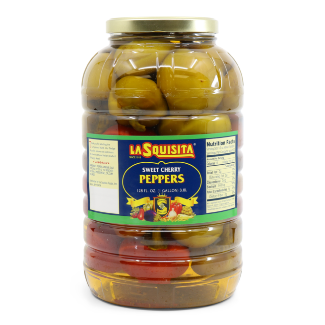 Wholesale La Squisita Sweet Cherry Peppers 1 GL 128 oz- Bulk