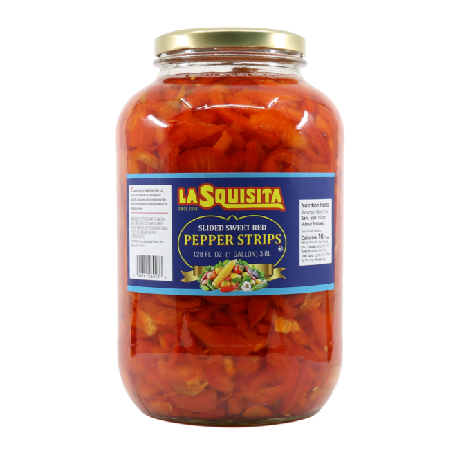 Wholesale La Squisita Red Pepper Strips 1 Gallon 128 oz- Bulk