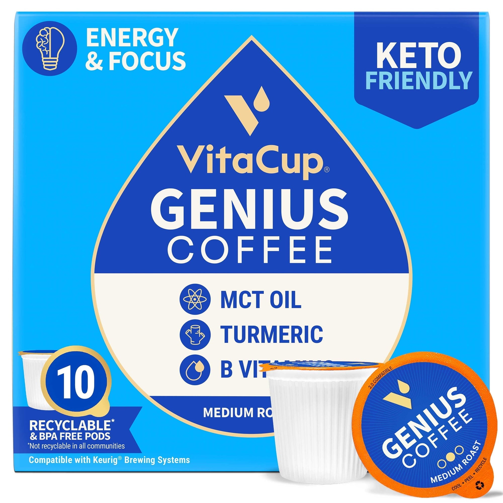 VitaCup Genius Blend Vitamin Infused Coffee Pods 10 Oz