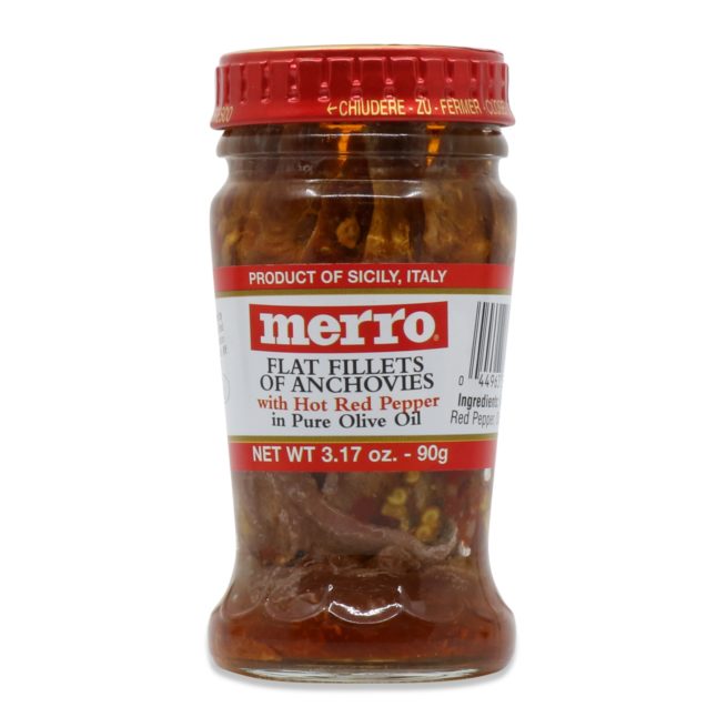 Merro Hot Anchovy Fillets in Olive Oil 3 oz