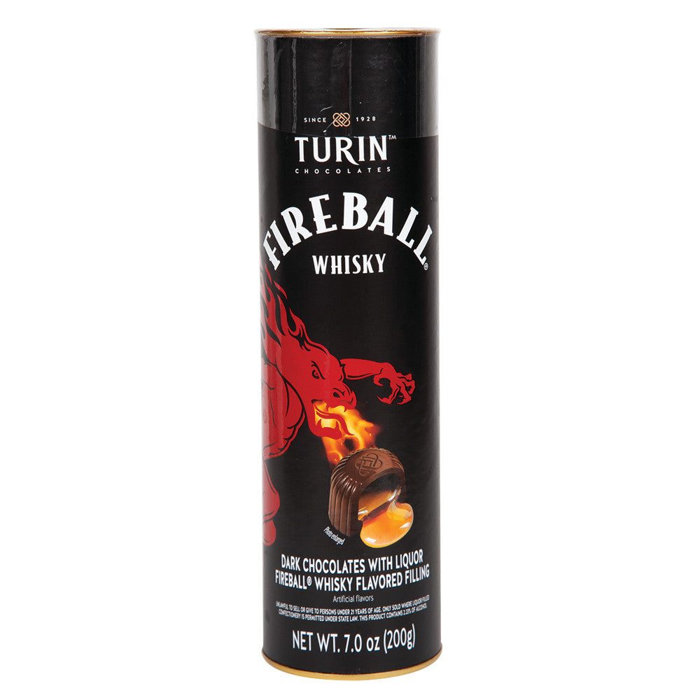 Wholesale Turin Dark Chocolate Fireball Whisky 7 Oz Tube-12ct Case Bulk