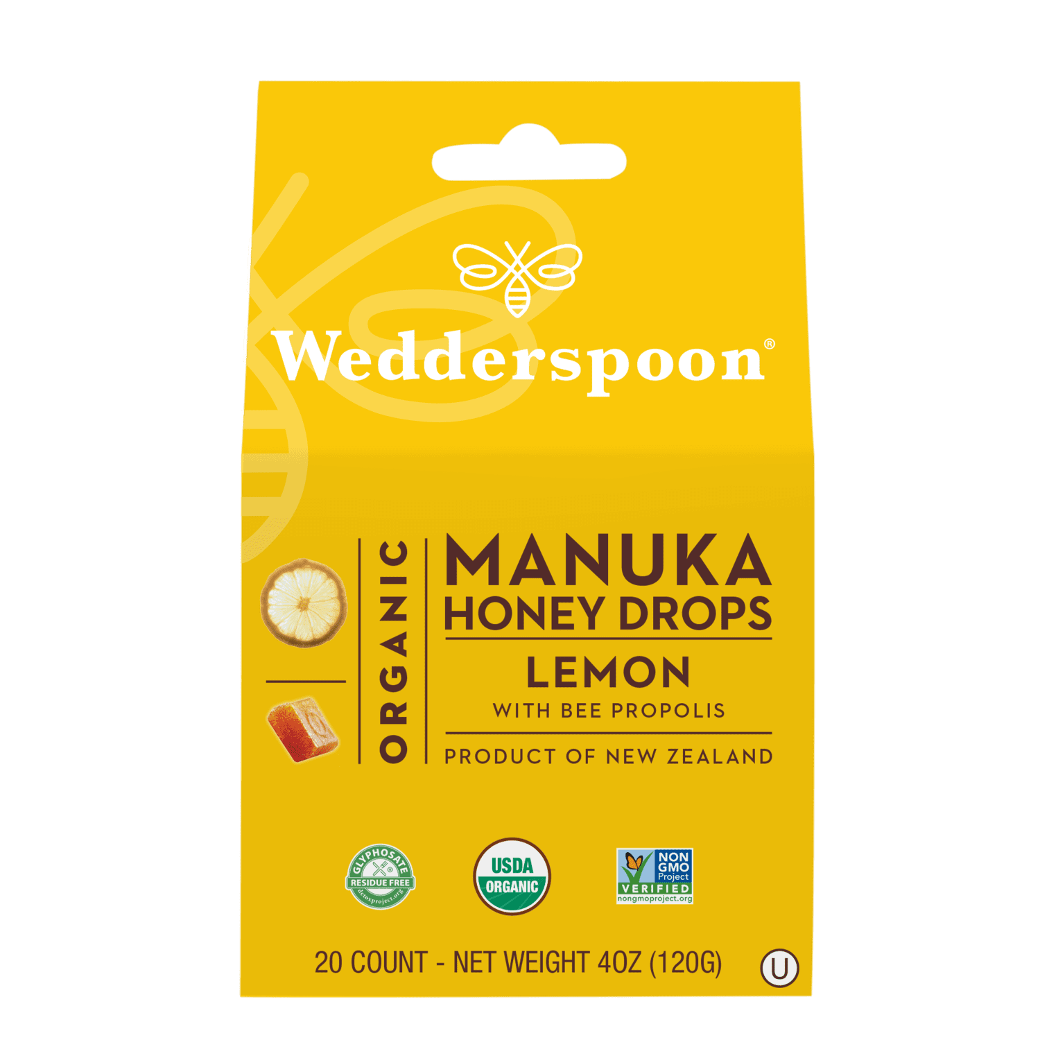 Wedderspoon Drops Organic Manuka Lemon 4 oz