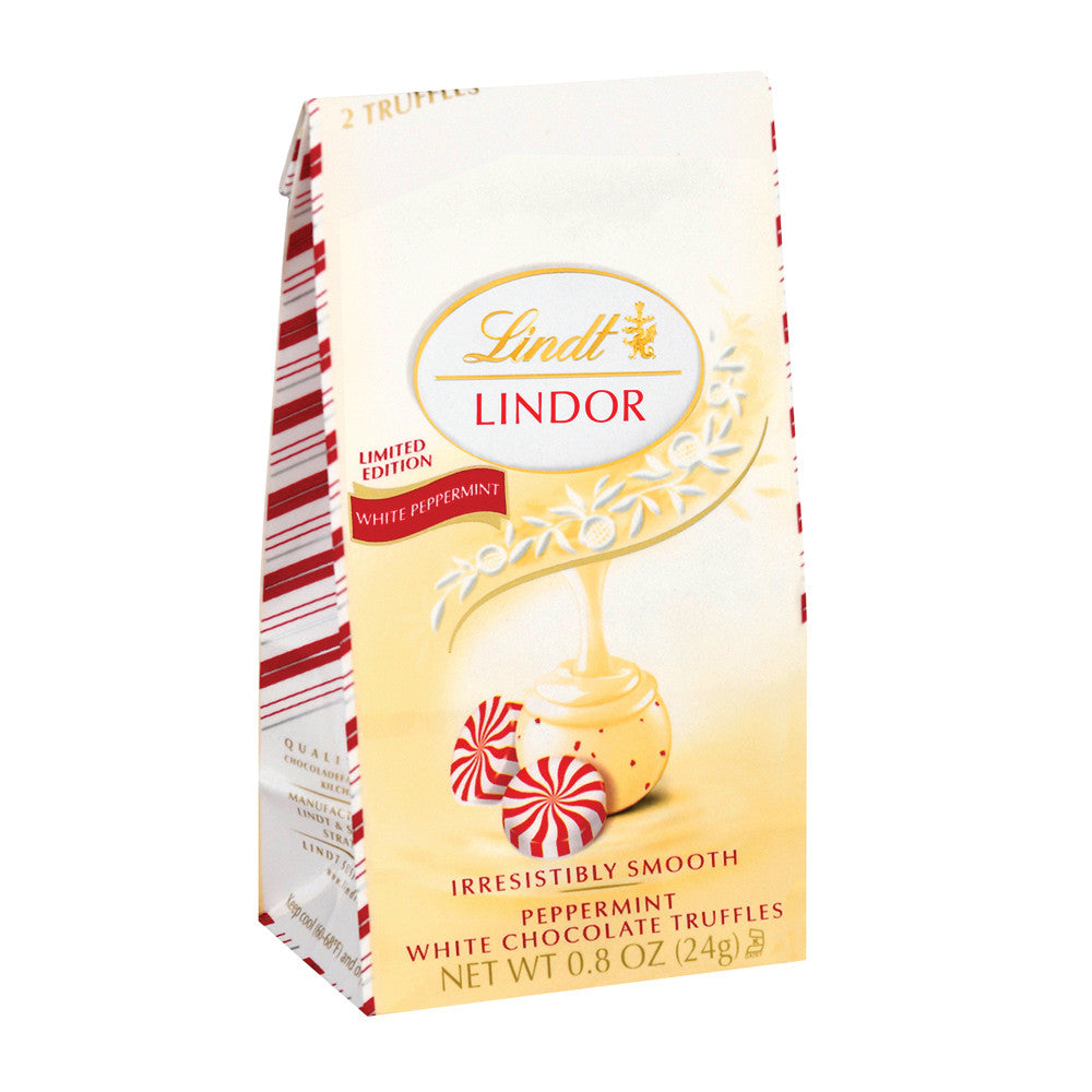 Wholesale Lindt Lindor White Chocolate Peppermint Minis 0.8 Oz Pouch-24ct Case Bulk