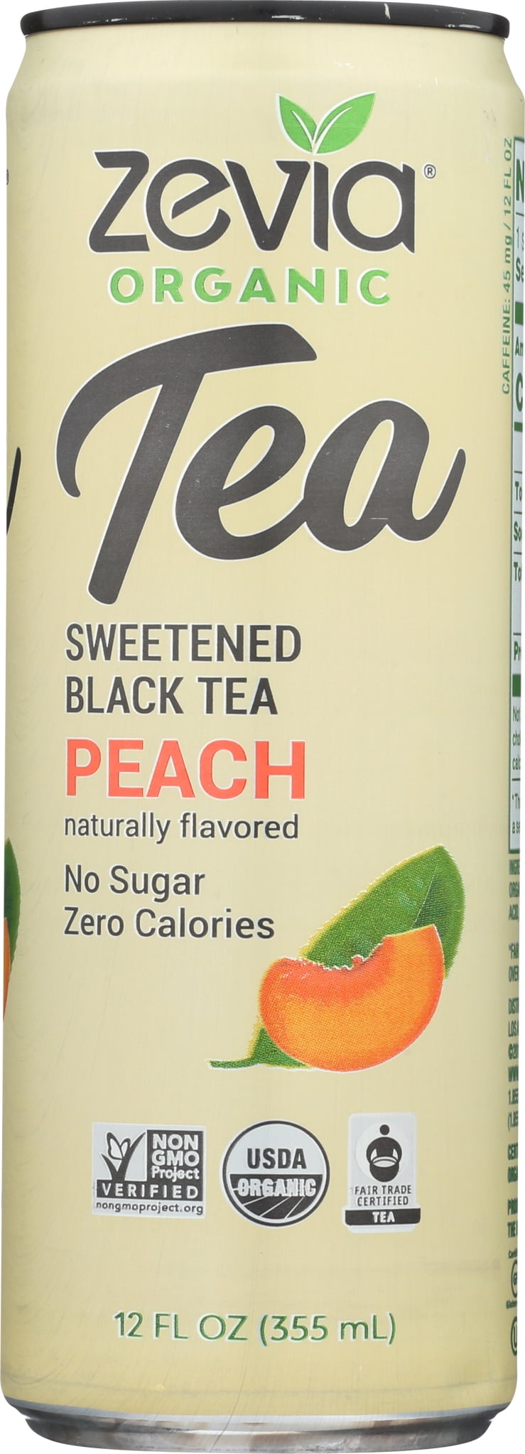 Zevia Organic Sweetened Black Tea Peach, 12 oz.