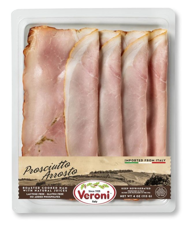 Wholesale Veroni Pre Sliced Prosciutto Arrosto Roasted Cooked Ham 4 oz- Bulk