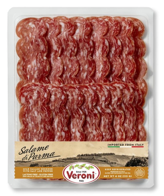 Wholesale Veroni Pre Sliced Salame di Parma Mild Salame with Salt and Pepper 4 oz- Bulk