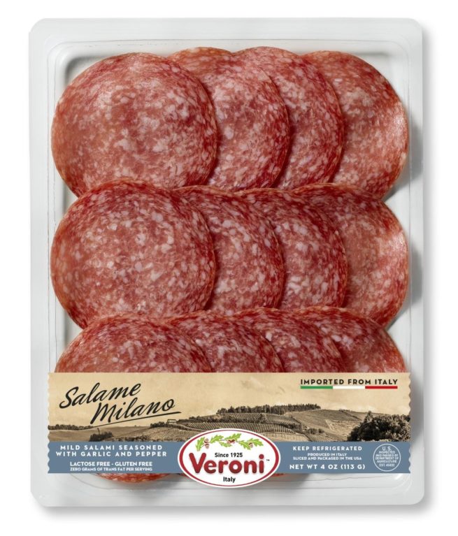 Wholesale Veroni Pre Sliced Salame Milano Mild Salame with Garlic 4 oz- Bulk