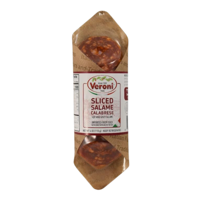Wholesale Veroni Pre Sliced Calabrese Chub Salame 4 oz- Bulk