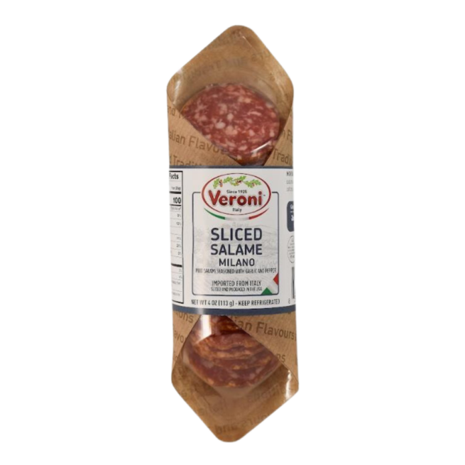 Wholesale Veroni Pre Sliced Milano Chub Salame 4 oz- Bulk