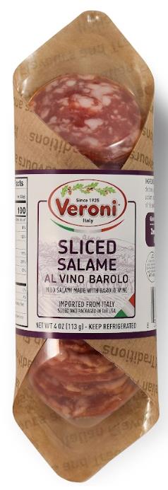 Wholesale Veroni Pre-Sliced Barolo Chub Salame 4 oz- Bulk