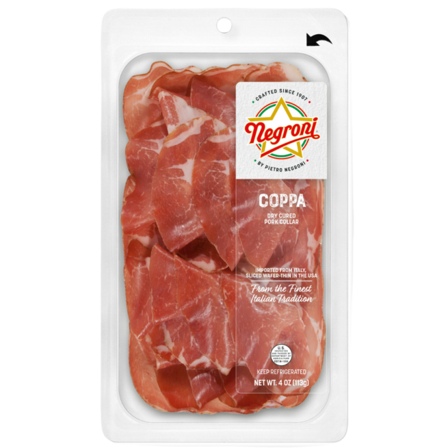 Wholesale Negroni Salumi Pre Sliced Coppa 4 oz- Bulk