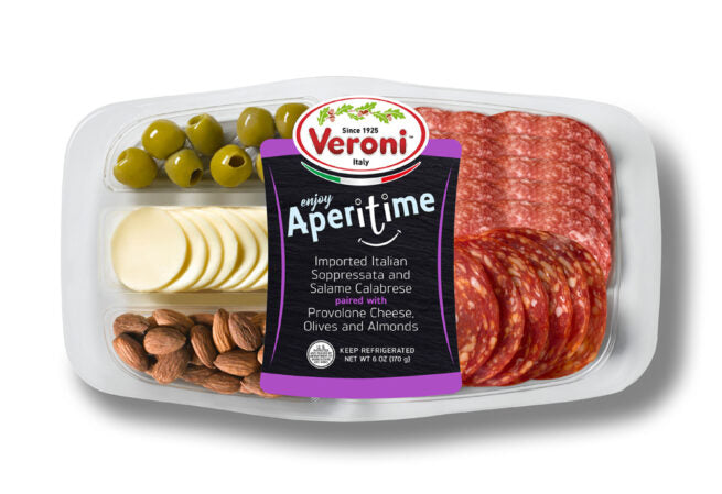 Wholesale Veroni Aperitime with Sopressata, Olives, Provolone & Almonds Salame 6 oz- Bulk