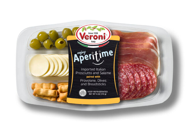 Wholesale Veroni Aperitime Prosciutto Salame Provolone Olives & Breadsticks 6 oz- Bulk
