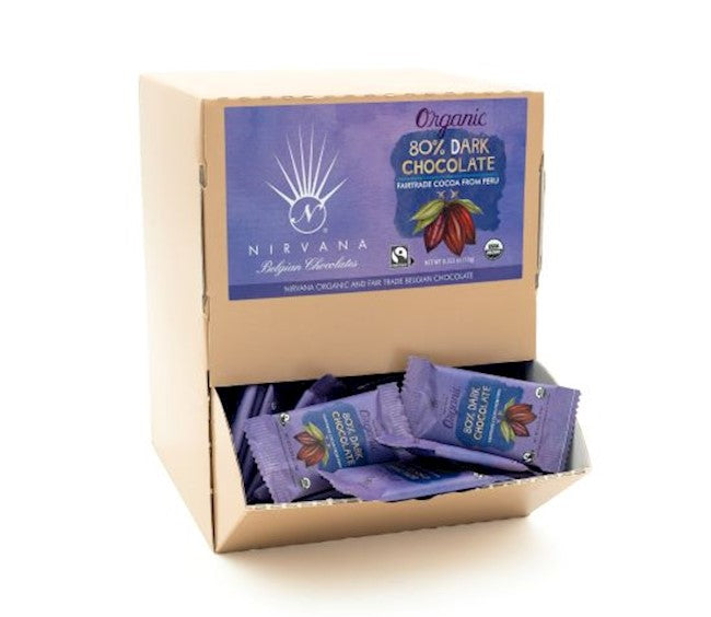 Wholesale Nirvana Dark Organic and Fair Trade Belgian Chocolate from Peru 0.35 OZ- Bulk