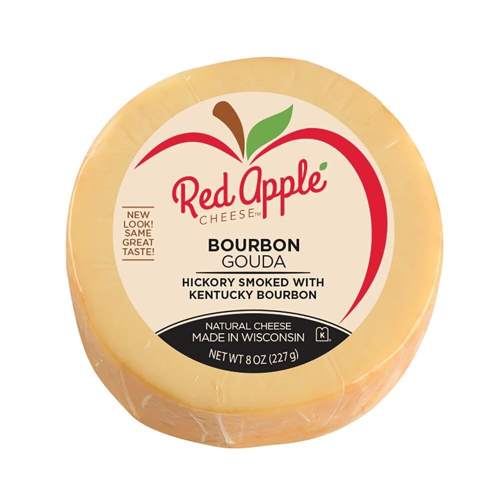 Wholesale Red Apple Cheese Hickory Smoked Bourbon Gouda 8 oz-12ct Case Bulk