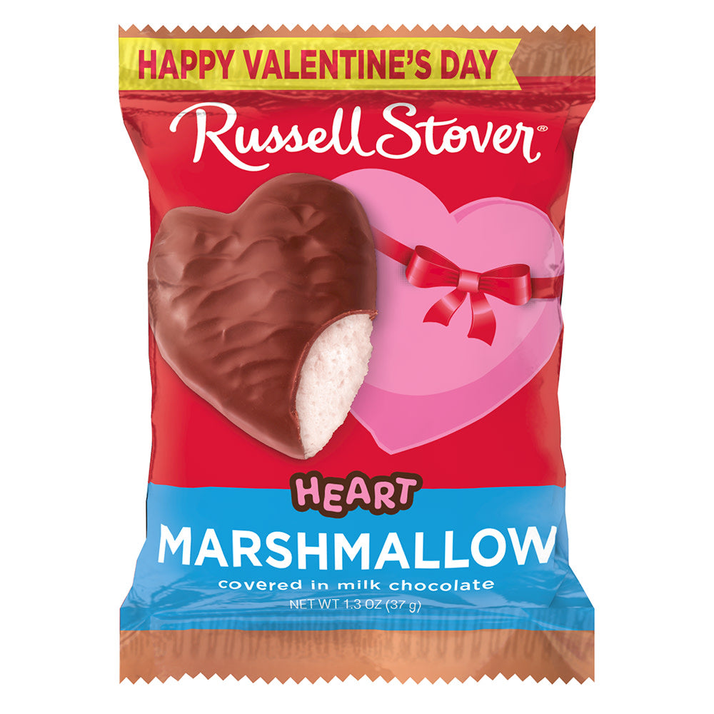 Wholesale Russell Stover Heart Shaped Marshmallow Covered In Milk Chocolate 1.3 Oz- Bulk