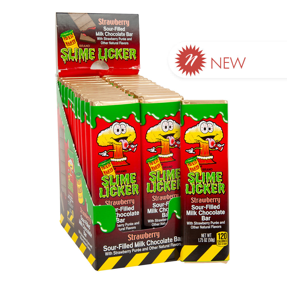 Wholesale Toxic Waste Slime Licker Strawberry Chocolate Bar 1.75 Oz- Bulk