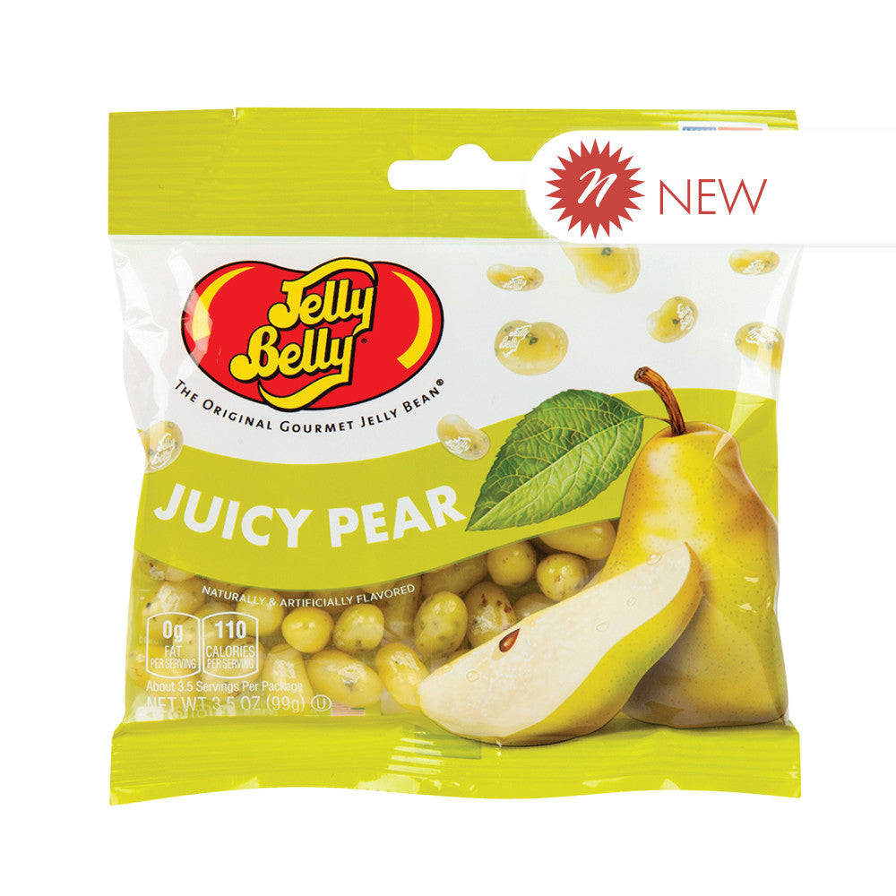 Wholesale Jelly Belly Juicy Pear Jelly Beans 3.5 Oz Peg Bag-12ct Case Bulk