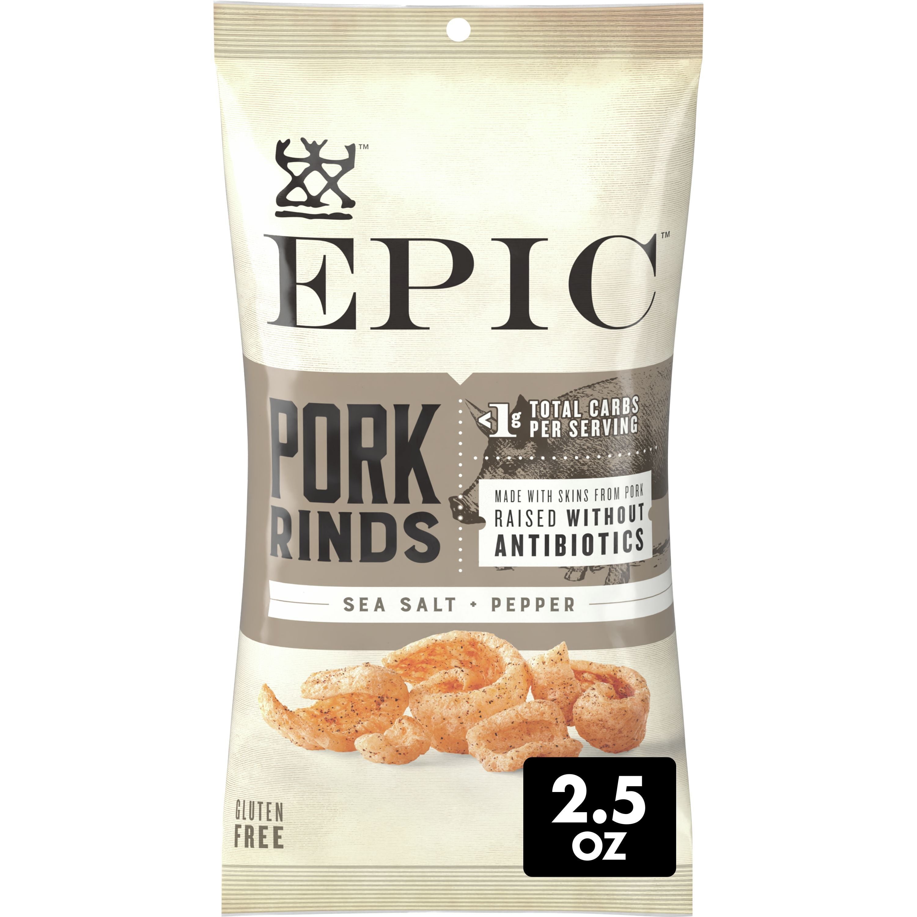 Epic Pork Rinds Sea Salt & Pepper 2.5 Oz Bag
