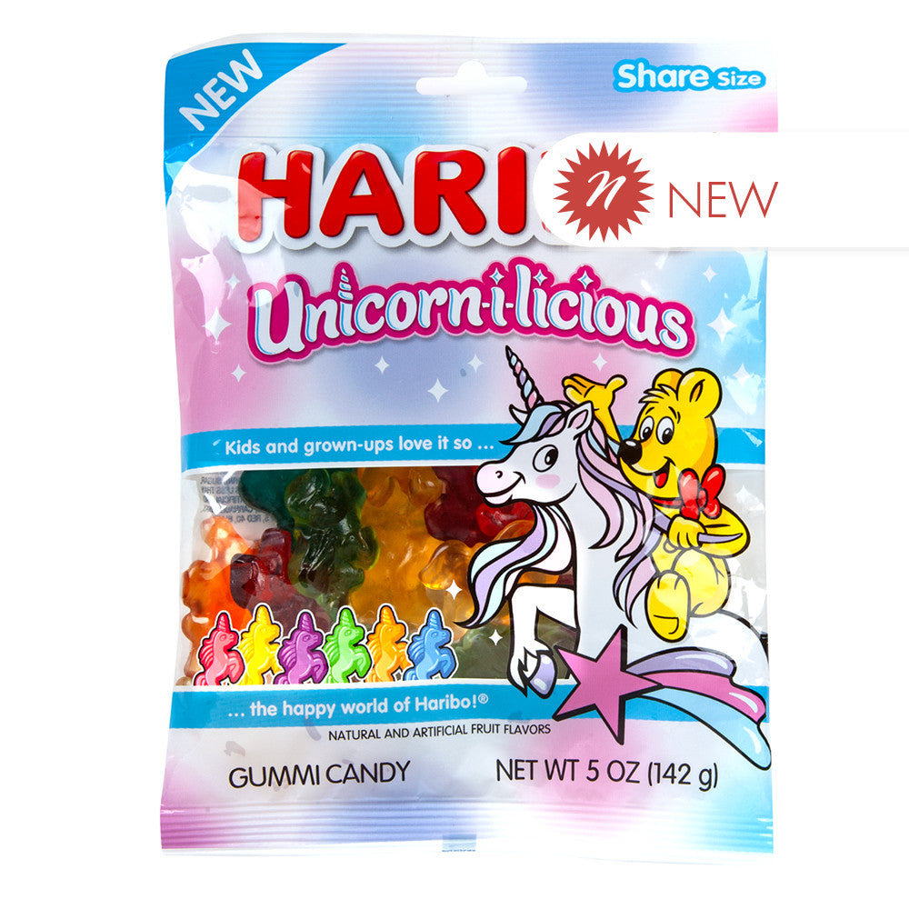Haribo Unicorn-I-Liscious Gummi Candy 5 Oz Peg Bag
