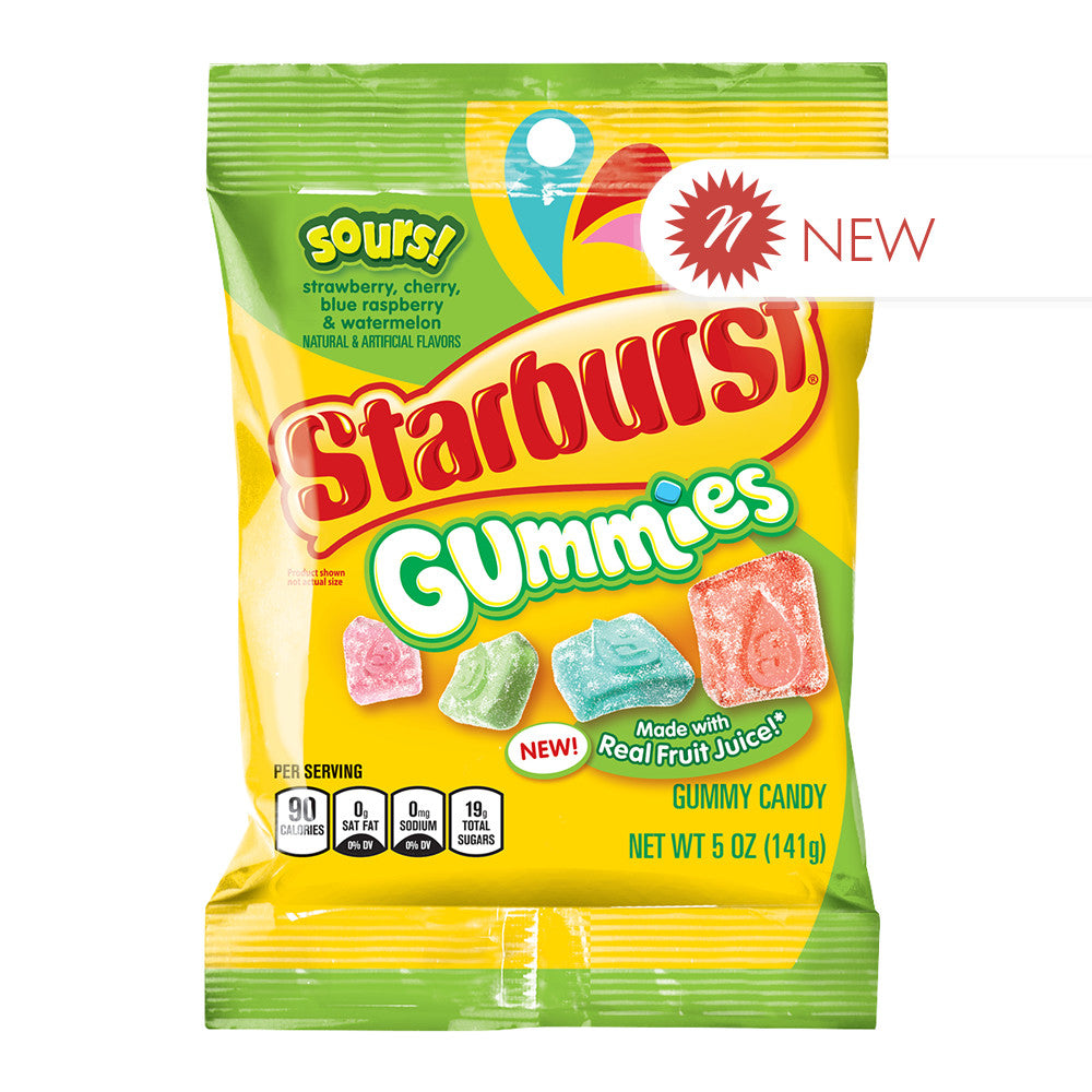 Wholesale Starburst Sours Gummies 5 Oz Peg Bag- Bulk