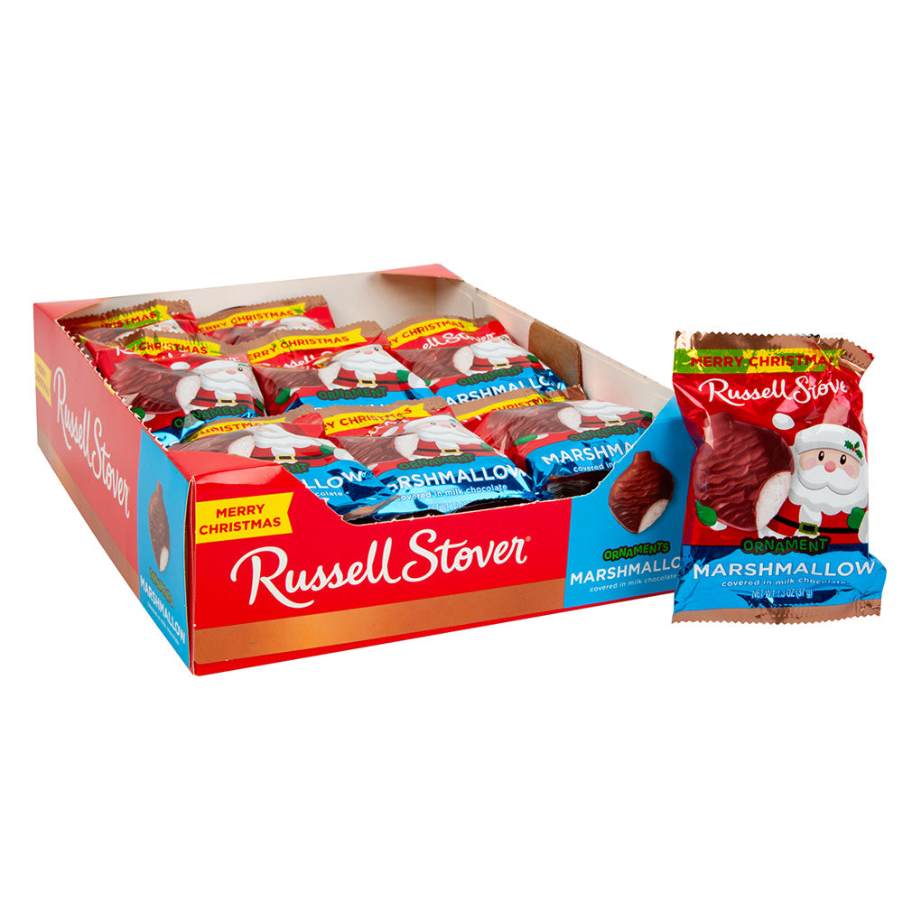 Wholesale Russell Stover Marshmallow Ornament Covered In Milk Chocolate 1.3 Oz-18ct Case Bulk