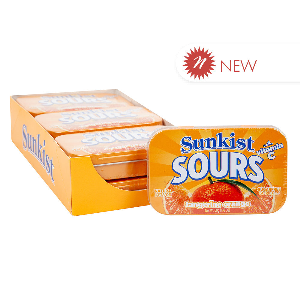 Wholesale Sunkist Sours Tangerine Orange 1.76 Oz Tin- Bulk