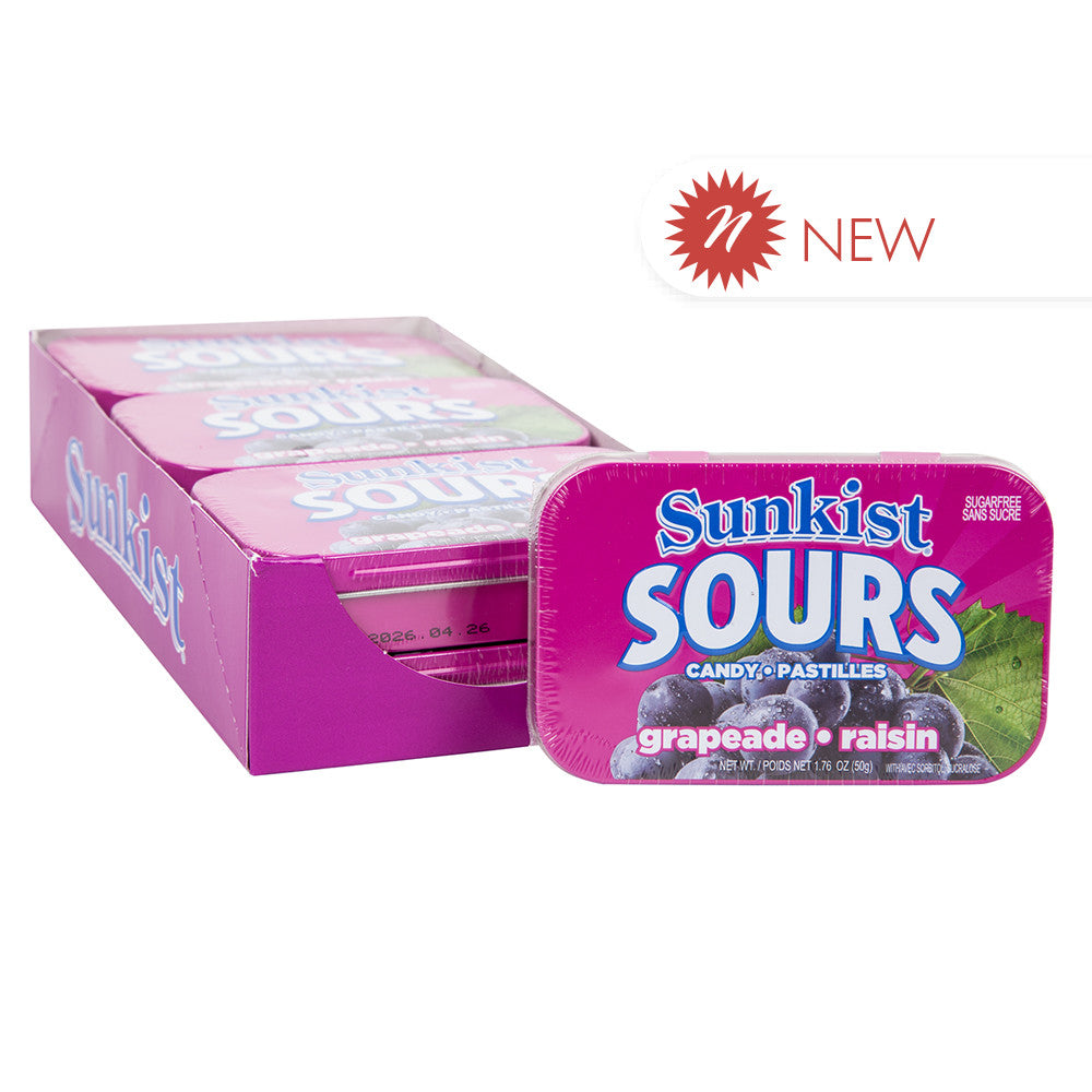 Wholesale Sunkist Sours Grapeade 1.76 Oz Tin- Bulk