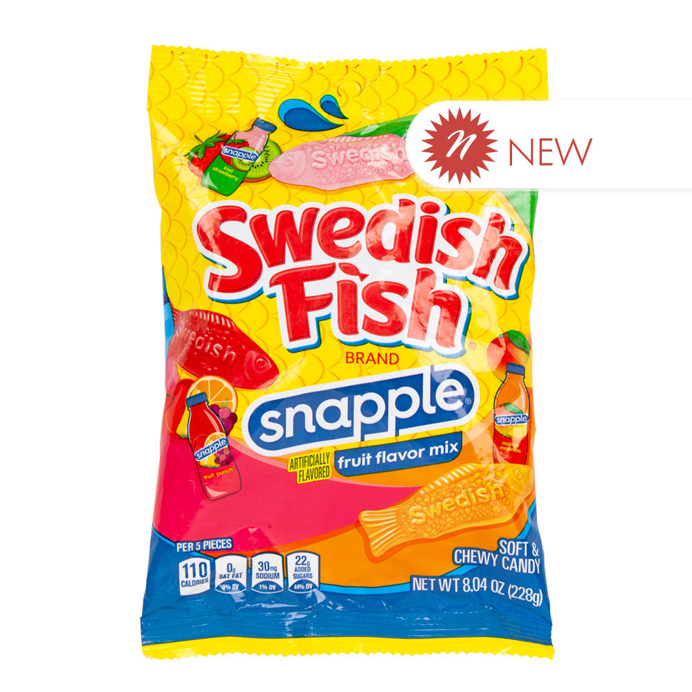 Wholesale Swedish Fish Fruit Flavor Mix Snapple 8.04 Oz Peg Bag-12ct Case Bulk