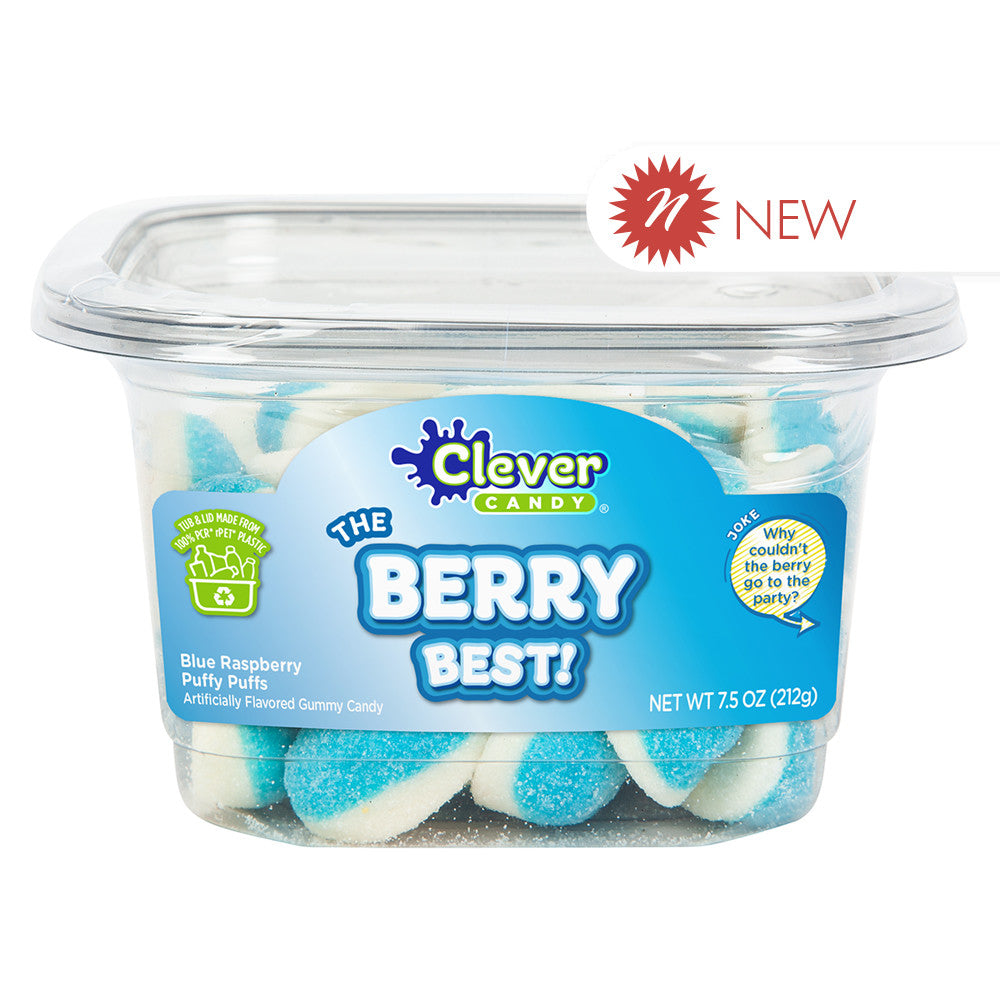 Wholesale Müttenberg Candy The Berry Best! Blue Raspberry Gummy Puffy Puffs 7.5 Oz Tub-12ct Case Bulk