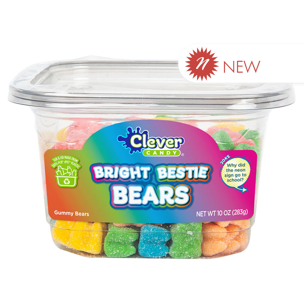 Wholesale Müttenberg Candy Bright Bestie Bears Neon Bears 10 Oz Tub-12ct Case Bulk