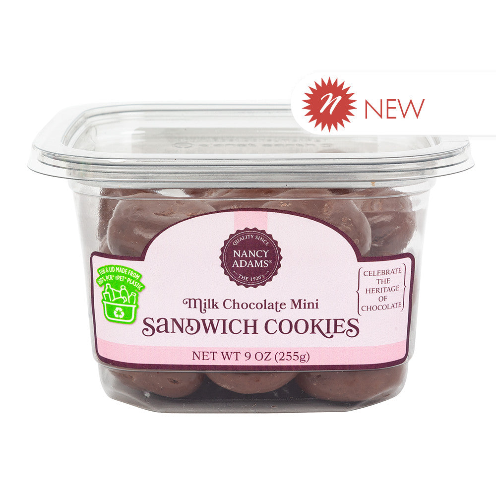 Wholesale Nancy Adams Milk Chocolate Mini Sandwich Cookie Tub-12ct Case Bulk