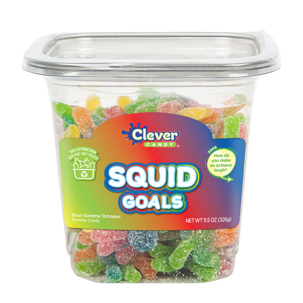 Wholesale Müttenberg Candy Squid Goals Sour Gummy Octopus 11.5 Oz Tub-12ct Case Bulk