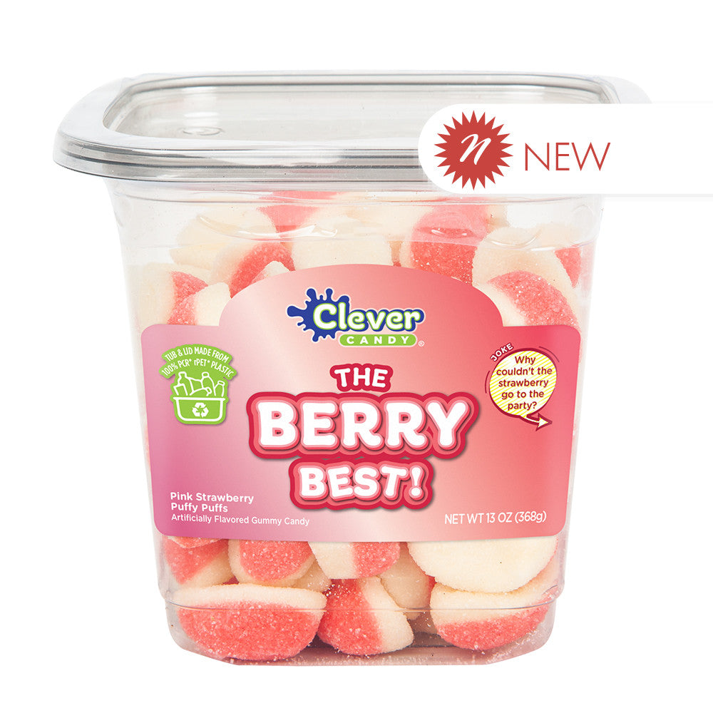 Wholesale Müttenberg Candy The Berry Best! Gummy Strawberry Puffy Puffs 13 Oz Tub- Bulk