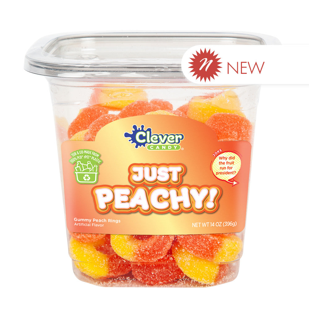 Wholesale Müttenberg Candy Just Peachy! Gummy Peach Ring 14 Oz Tub-12ct Case Bulk