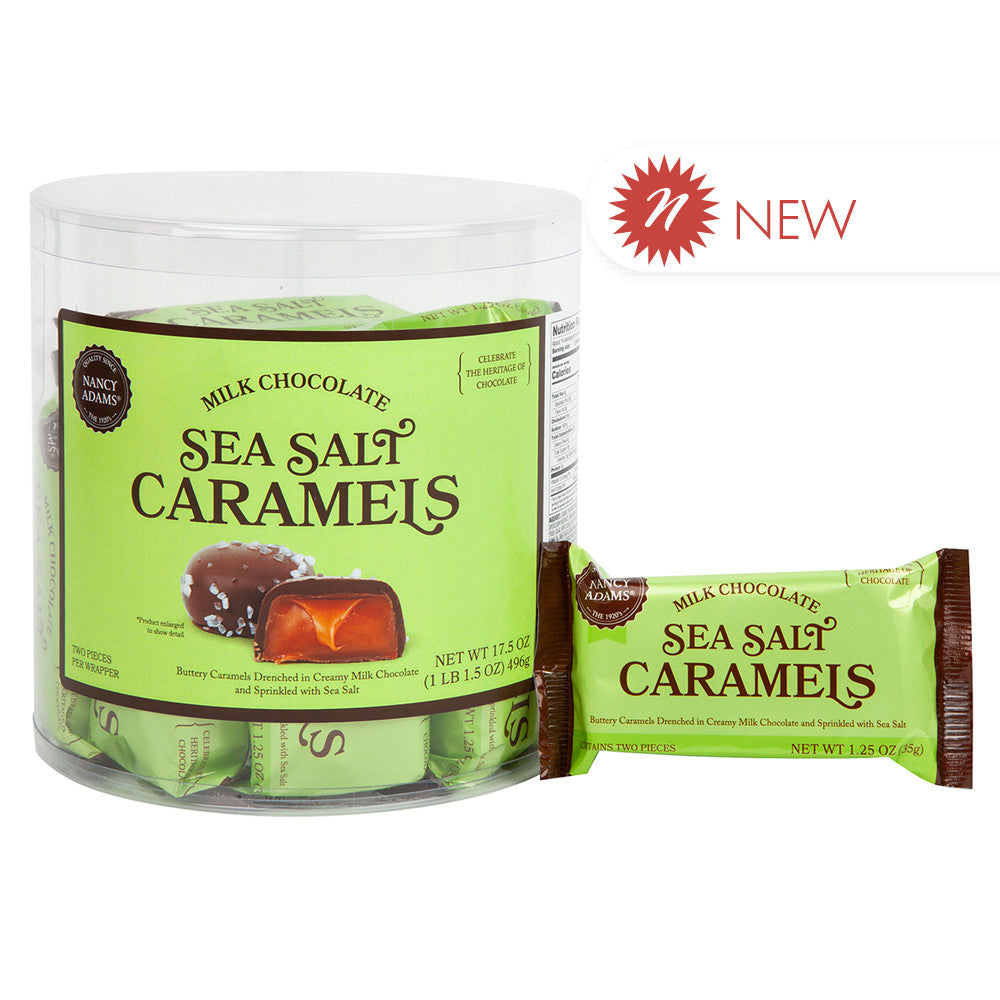 Wholesale Nancy Adams Milk Chocolate Sea Salt Caramel Single Serve Tub-14ct Case Bulk