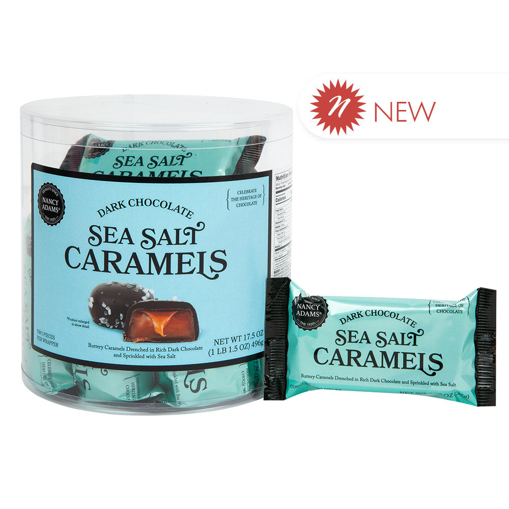 Wholesale Nancy Adams Dark Chocolate Sea Salt Caramel Single Serve Tub-14ct Case Bulk