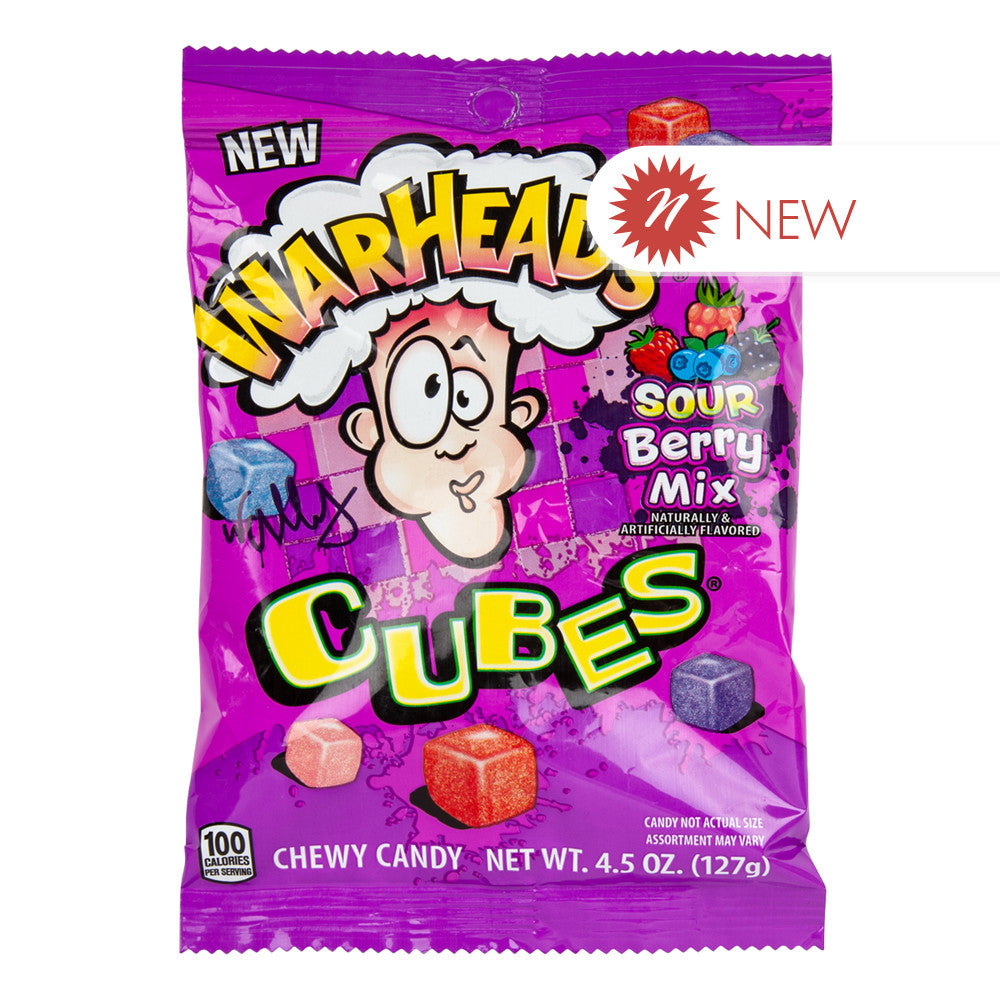 Wholesale Warheads Sour Berry Mix Cubes 4.5 Oz Peg Bag-12ct Case Bulk