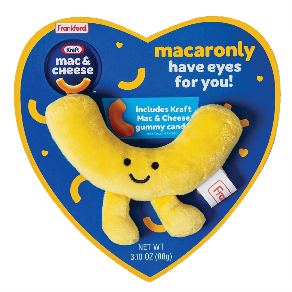Wholesale Kraft Mac & Cheese Gummy Candy & Plush Toy Heart 3.1 Oz Box- Bulk