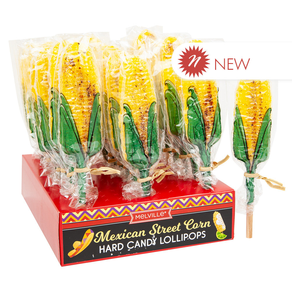 Wholesale Melville Candy Spicy Corn Mexican Street Corn Lollipop-24ct Case Bulk