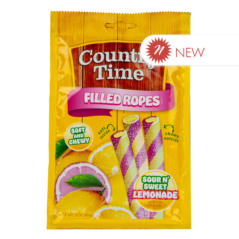 Wholesale Country Time Sweet N’ Sour Lemonade Filled Ropes 3 Oz Peg Bag- Bulk