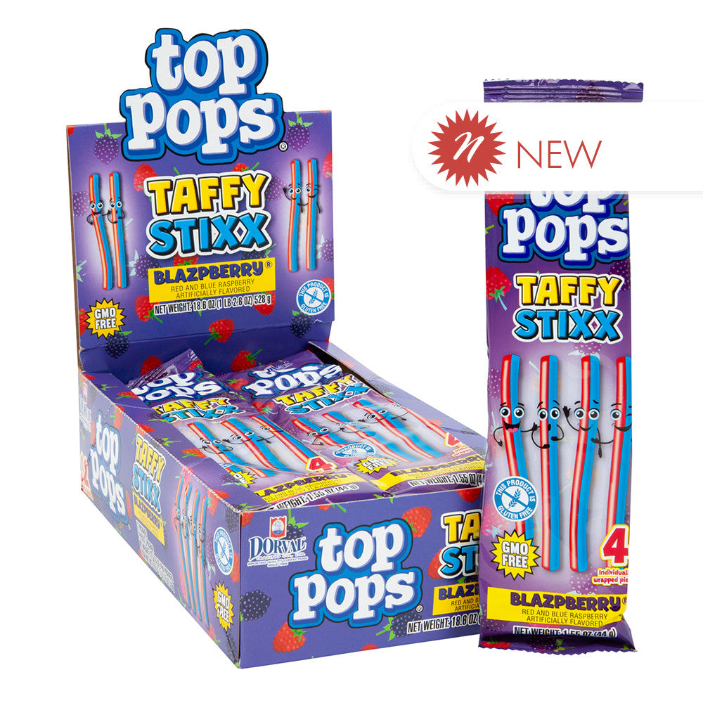 Wholesale Top Lollipops - Taffy Stixx - Blzpbry - 1.55Oz- Bulk