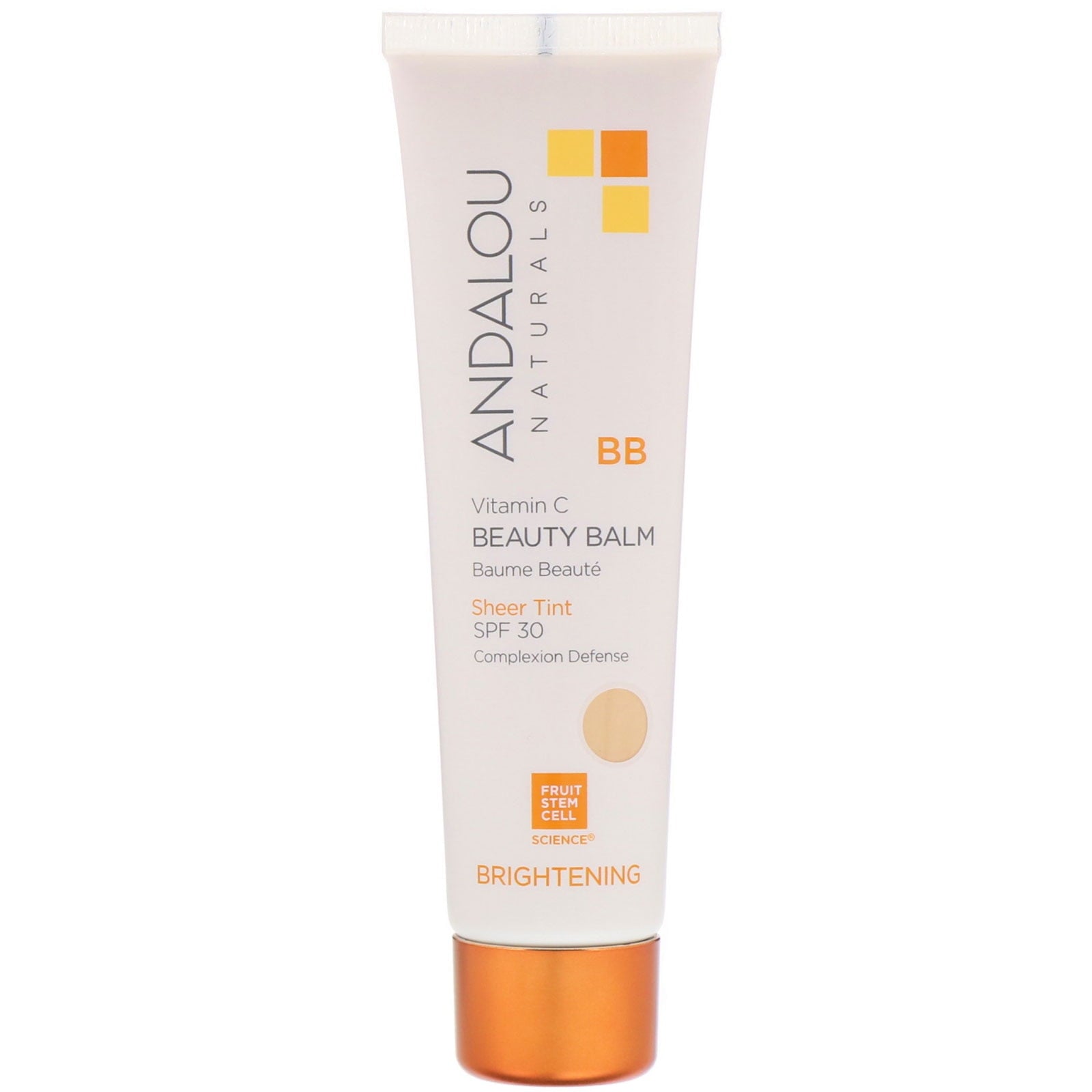 Andalou Naturals Beauty Balm Sheer Tint with SPF 30 Brightening Moisturizer 2 oz Bottle