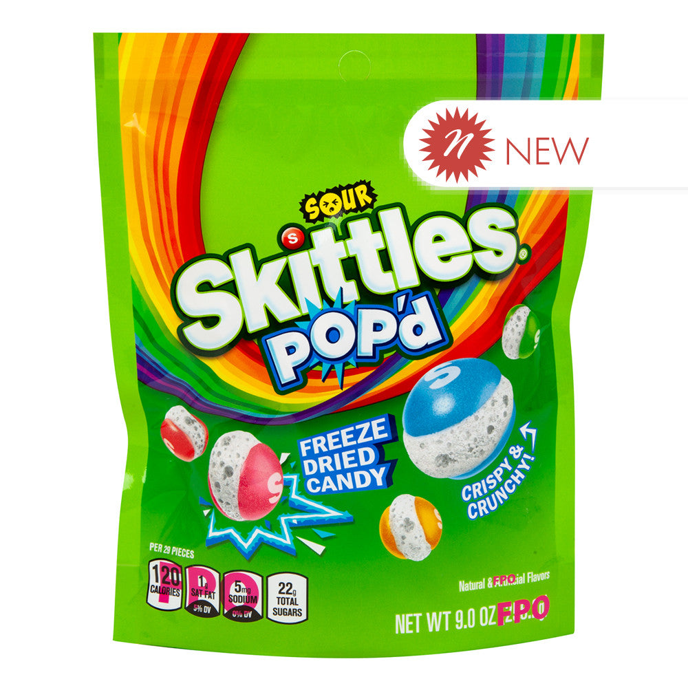 Wholesale Skittles Pop'D Sour Freeze Dried Candy 9 Oz Bag- Bulk