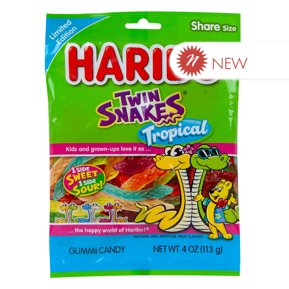 Wholesale Haribo Tropical Twin Snakes 4 Oz Peg Bag- Bulk