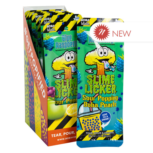 Wholesale Slime Licker - Boba Pearls Sour Blu Raspberry - 3Oz- Bulk
