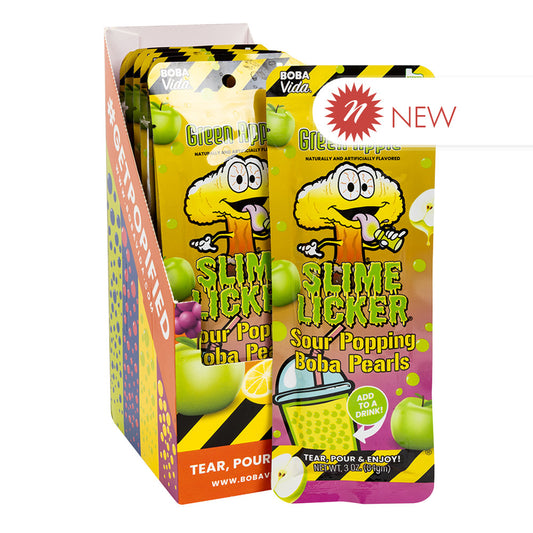 Wholesale Slime Licker - Boba Pearls Sour Grn Apl - 3Oz- Bulk