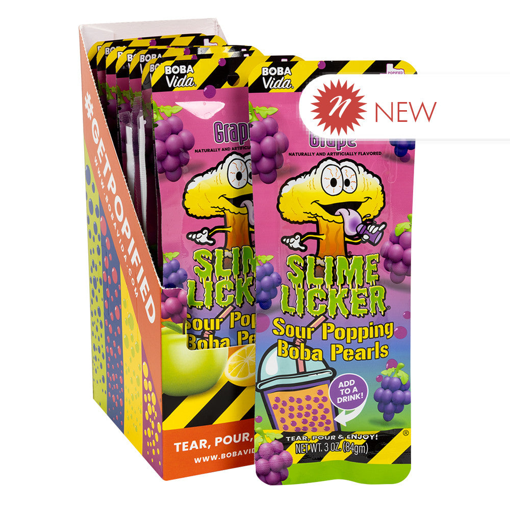Wholesale Slime Licker - Boba Pearls Sour Grape - 3Oz- Bulk