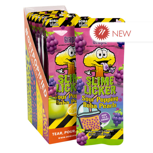 Wholesale Slime Licker - Boba Pearls Sour Grape - 3Oz- Bulk